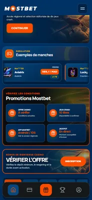 Vue mobile localisée de Mostbet en français